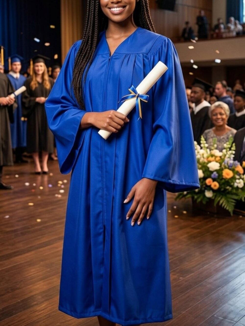 Blue Graduation Gown, Womens Size Medium Graduation Robe Like New Good Condition